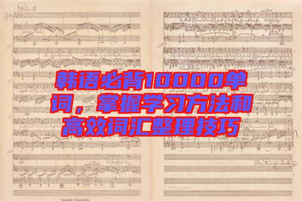 韓語必背10000單詞，掌握學(xué)習(xí)方法和高效詞匯整理技巧