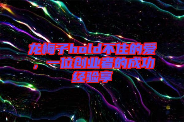 龍梅子hold不住的愛(ài)，一位創(chuàng)業(yè)者的成功經(jīng)驗(yàn)享