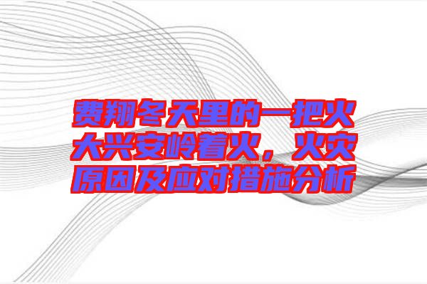 費(fèi)翔冬天里的一把火大興安嶺著火，火災(zāi)原因及應(yīng)對(duì)措施分析