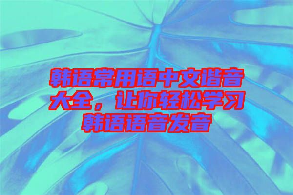 韓語(yǔ)常用語(yǔ)中文諧音大全，讓你輕松學(xué)習(xí)韓語(yǔ)語(yǔ)音發(fā)音
