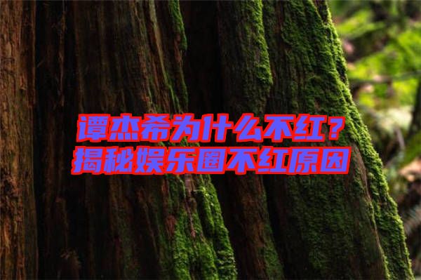 譚杰希為什么不紅？揭秘娛樂圈不紅原因