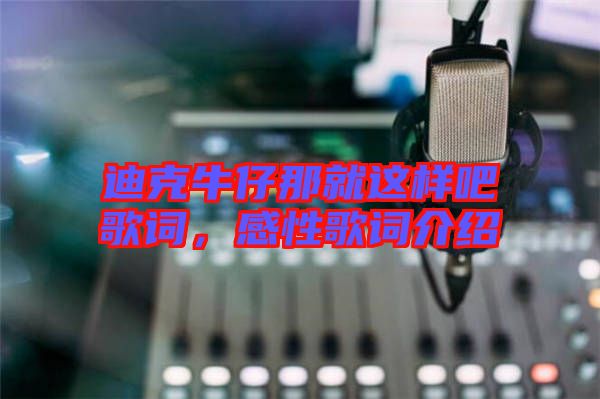 迪克牛仔那就這樣吧歌詞，感性歌詞介紹