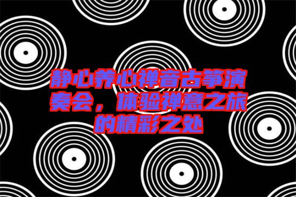靜心養(yǎng)心禪音古箏演奏會，體驗禪意之旅的精彩之處