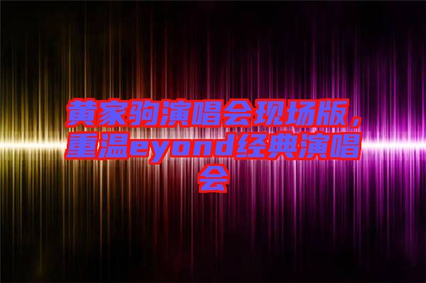 黃家駒演唱會現(xiàn)場版，重溫eyond經(jīng)典演唱會