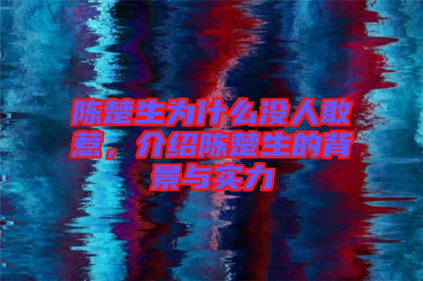 陳楚生為什么沒(méi)人敢惹，介紹陳楚生的背景與實(shí)力